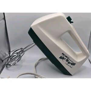 Rival Handheld Mixer Model 433, 3 Speeds, 100W, Portable, White Green, Beaters